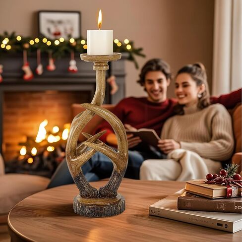 Rutic Farmhouse Antlers Candle Holder Set of 2 Decor for Living Room Bedroom House Dinner Wedding Party Valentine's Day Cottage christmas in Saudi Arabia