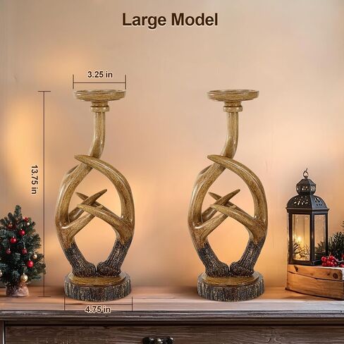 Rutic Farmhouse Antlers Candle Holder Set of 2 Decor for Living Room Bedroom House Dinner Wedding Party Valentine's Day Cottage christmas in Saudi Arabia