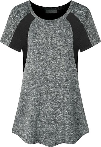 قميص يوجا رياضي بأكمام قصيرة ورقبة مستديرة للنساء in Kuwait