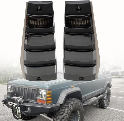 استبدال أضواء علامة الجانب LED لـ 1984-1996 J-eep Cherokee XJ 86-92 Comanche MJ، عدسة مدخنة كهرمانية LED للحاجز الجانبي لإشارة الانعطاف طقم ضوء عاكس زوج سائق مجموعة مصابيح الركاب CH2550113 in Kuwait