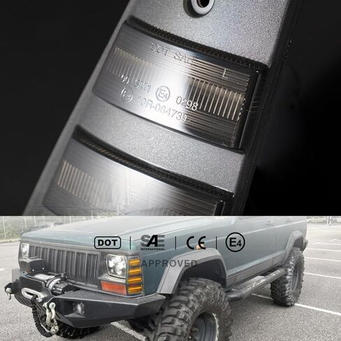 استبدال أضواء علامة الجانب LED لـ 1984-1996 J-eep Cherokee XJ 86-92 Comanche MJ، عدسة مدخنة كهرمانية LED للحاجز الجانبي لإشارة الانعطاف طقم ضوء عاكس زوج سائق مجموعة مصابيح الركاب CH2550113 in Kuwait