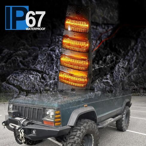استبدال أضواء علامة الجانب LED لـ 1984-1996 J-eep Cherokee XJ 86-92 Comanche MJ، عدسة مدخنة كهرمانية LED للحاجز الجانبي لإشارة الانعطاف طقم ضوء عاكس زوج سائق مجموعة مصابيح الركاب CH2550113 in Kuwait