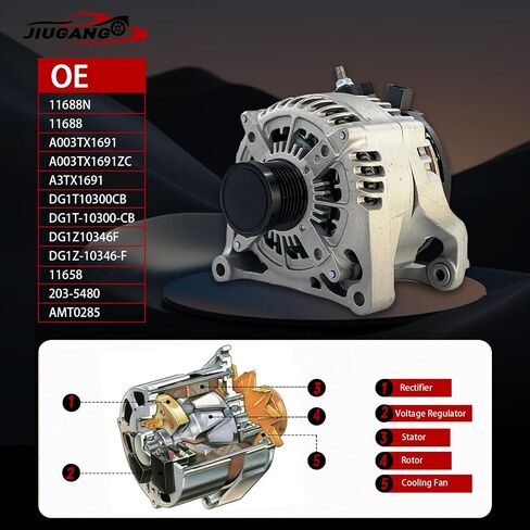 مولد 11688N متوافق مع 2012-2018 Ford Explorer/Flex/Taurus/Police Interceptor Sedan، 2012-2016 Lincoln MKS V6 3.5L 3.7L 175Amp # DG1T-10300-CB،DG1Z-10346-F،A003TX1691،11688N،11688 in Kuwait