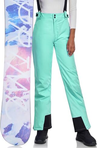 Women's Snow Ski Pants Insulated Winter Warm Outdoor Waterproof Snowboard Pants Bibs Detachable Suspender in Kuwait