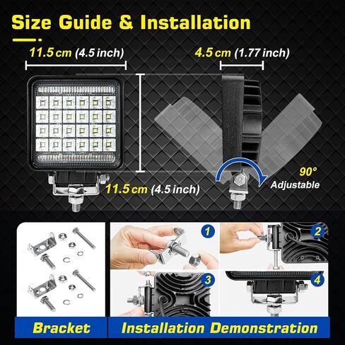 High-end Amber & White LED Pod Lights, 2 Pack 4.5inch Square Light Pods with Wiring Harness, 3 Mode Spot Flood Combo Offroad LED Work Lights 4x4, Strobe Fog Light for Truck Car ATV UTV Boat 12V in Saudi Arabia