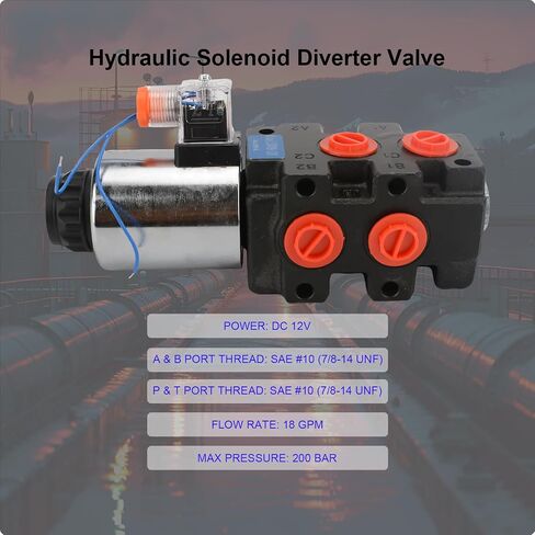 Hydraulic Solenoid Diverter Valve, 13GPM DC24V SAE Ports Hydraulic Solenoid Selector, MAX Pressure 200 Bar in Saudi Arabia