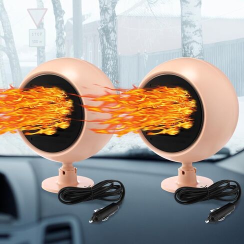 2 Pcs Portable Car Heater 12v 120w Dashboard Heater for Car 360 Degree Rotary Base Windshield Defogger 2 in 1 Quick Heating or Cooling Heater Fan That Plugs into Cigarette Lighter(Black) in Saudi Arabia