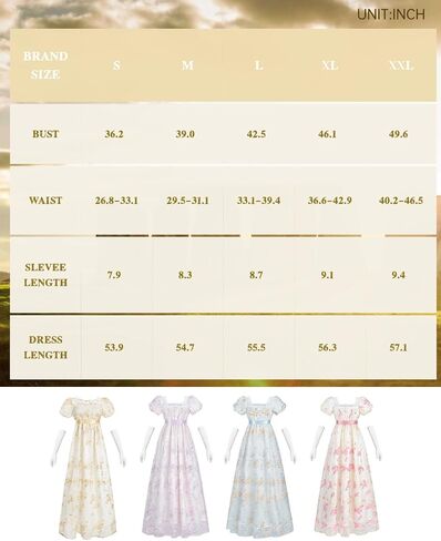 NSPSTT Golden Regency Dresses for Women 1800s Vintage Dress Victorian Ball Gown with Gloves in Kuwait