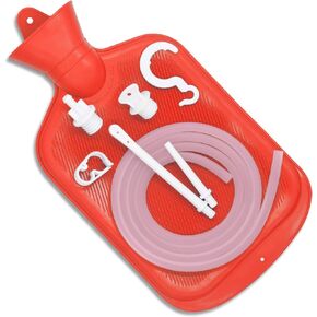 Enema Bag Kit with 5ft Hose Coffee Enemas at Home Water Shower Douche Colon Detox Cleanse Kit with Tubing, Tips, Clamp and Hook (Blue, 2 L)