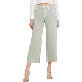 VERVET Women's Olivia High Rise Cropped Wide Leg Jeans with Raw Hem