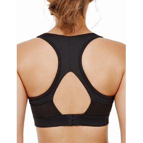 Yvette High Support Sports Bras for Women Large Bust Racerback Workout Running Sports Bra High Impact Full Support,Black