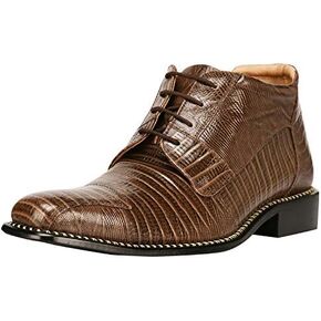 LIBERTYZENO Mens Ankle High Top Lizard Print Lace Up Genuine Leather Dress Shoes
