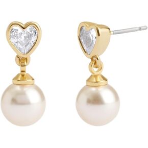 COACH Womens Heart Pearl Drop Earrings