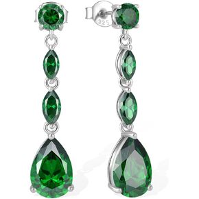 Teardrop Long Dangle Earrings for Women 925 Sterling Silver Cut Cubic Zirconia Birthstone Drop Earrings for Her on Birthday Valentine'S Day