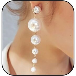 Pearl Earrings for Women Sparkle Rhinestone Pearl drop Earrings Pearl Tassel Earrings Dainty Freshwater Pearl Dangle Earring Pearl Earrings Bridal Wedding Birthday Christmas Jewelry