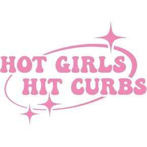 Hot Girls Hit Curbs Car Sticker, Bumper Stickers, Vinyl Car Waterproof Stickers, Pink Car Decals, Sticker for Car Truck, Size 7.87x5.5 inches, Transfer Decals for Cars, Trucks (Purple)