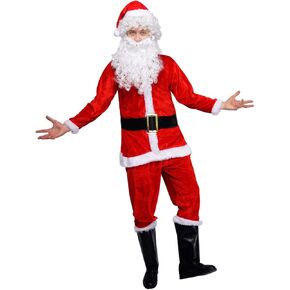 DSplay Men Santa Claus Costume for Adult Christmas Party (XXL)