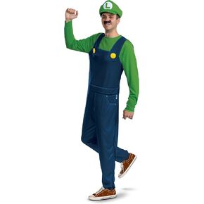 Disguise Mens Luigi Adult Costume, Official Super Mario Bro Elevated Classic Adult Costume