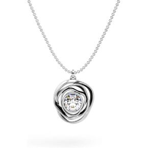 925 Sterling Silver Cubic Zirconia Necklace For Woman By Paz Creations, Sterling Silver Pendant Necklace Hand Crafted, Organic Textured CZ Necklaces For Women With 1 Year Warranty