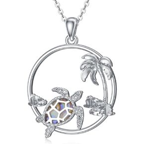 YFN Ocean Wave Necklace for Women Sterling Silver Abalone Shell Ocean Jewelry Gifts for Women