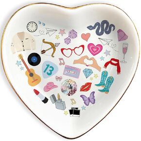 Taylor Inspired Ring Dish, Ceramic Jewelry Tray for Music Fans, Birthday Gift for Girls Women, Gifts Idea for Christmas, Friendship Fun Presents, Trinket Rings Earrings Necklaces Key Decorative Dish