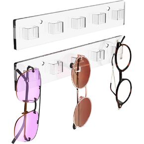 2 Pack Sunglass Organizer Sunglass Holder for Wall, Sunglasses Storage Organizer, Acrylic Sunglass Display Sunglasses Rack, Wall Mounted Sunglass Holder for Hanging Your Multiple Eyeglasses