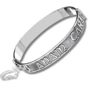 Biddy Murphy Heavy Sturdy Sterling Silver Irish Bracelet, Inscribed with 'Mo Anam Cara' Gaelic for 'Soul Mate', Hinged Clasp & Safety Chain, 7/8" wide, 7 1/2"