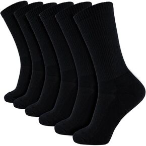 +MD Crew Socks for Men 6 Pairs, Viscose Bamboo Socks, Mens Dress Socks with Soft Cushioned, Smell Control, Black White