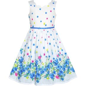 Sunny Fashion Girls Dress Purple Sunflower Green Leaves Butterfly Size 4-12 in Saudi Arabia