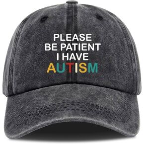 Please be Patient I Have Autism,Funny Baseball Cap,Funny Hats,Vintage Caps,Funny Vintage Cotton Washed Baseball Caps,One Size Black