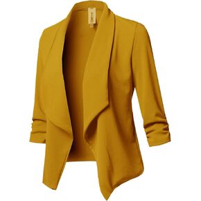 Women's Stretch 3/4 Gathered Sleeve Open Blazer Jacket in Kuwait