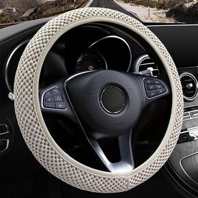 Elastic Stretch Steering Wheel Cover,Warm in Winter and Cool in Summer, Universal 15 inch, Microfiber Breathable Ice Silk, Anti-Slip, Odorless, Easy Carry (Black)