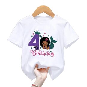 4th Birthday Shirt for Girls, 4th Birthday Dress for Girls, 4 Year Old Birthday Gift for Girls 4th Birthday Outfit for Girls, 4th Birthday Decoration Mermaid Birthday Clothes for Girls White