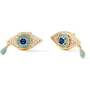 Cicy Bell Evil Eye 18k Gold Plated Dangle Earrings for Women Trendy Cubic Zirconia Stud Drop Earrings Jewelry Accessory Gifts