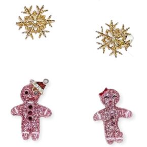 Betsey Johnson Christmas Winter Stud Studs Set of 4 Earrings