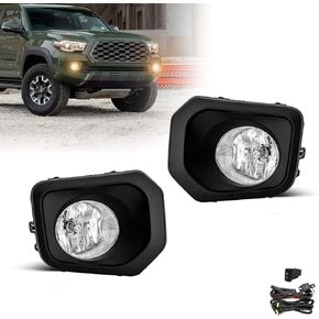 Fog Lights Assembly For 2016 2017 2018 2019 2020 2021 2022 Toyota Tacoma Replacement Fog Lamps with Wiring & Switch H16 12V 19W Halogen Bulb Clear Lens