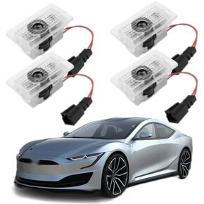 4 Pcs Logo Light Car Door Lights Ghost Shadow Ultra-Bright Welcome Light Compatible with Model 3 S Y X Accessories Logo Projector Puddle Lights