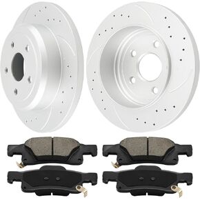 Rear Brake Rotors and Ceramic Brake Pads Compatible with Durango Grand Cherokee 2011-2020, OEM# 53061+D1498 Disc Brake Kit