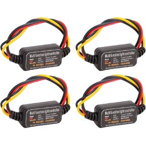 Brake Light Flasher Module, 4PCS Flash Strobe Light Controller Adjustable 16 Modes Blinking Flashing Control Unit for Car Truck Motorcycle LED Brake Light Tail Stop Light, DC 9‑26V