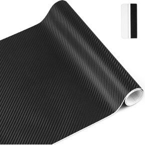 Carbon Fiber Vinyl Wrap for Cars Vehicle Auto 1ft x 5ft with Air Release, Free Tool - Squeegee, 3D Black Car Wrap Vinyl Roll, Vinilo para Autos, Fibra De Carbono para Carro in Kuwait