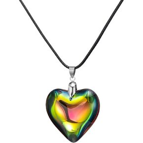 Chunky Puffy Heart Choker Necklace Big Glass Heart Pendant Necklace Trendy Y2K Necklace Elegant Braided Bow Heart Necklace Adjustable Gothic Black Velvet Chain Necklace Christmas Birthday Party Halloween Costume Jewelry for Women