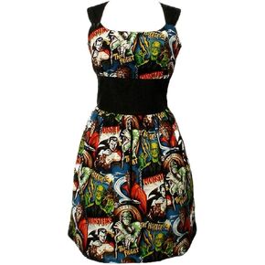 Hemet Women's Riding Shotgun Horror Monsters Dress XS Black