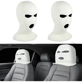 2 Pcs Funny Headrest Covers for Cars, Personalized Automotive Seat Face Mask, Spoof Face Car Headrest Cover Protector Breathable Car Seat Head Rest Cover Funny Hat for Car Seat Headcover
