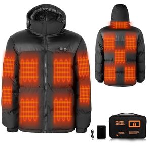 Heated Jacket,Heated Jackets for Men,Mens Heated Jacket with Battery Pack Winter Outdoor Soft Electric Heating Coat