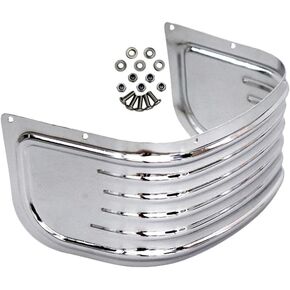 Front Ribbed Fender Trim Skirt, Front Fender Skirt Trim, 2014-2022 Compatible with Harley Touring Road King Electra Street Glide - Chrome Silver