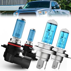 Headlight Bulbs Compatible With Toyota Tundra 2000 2001 2002 2003 2004 2005 2006 Head Lights, 9003 High/Low Beam + 9006 Fog Light Bulbs,4 Pack