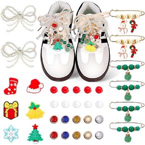 Mity rain 37Pcs Shoe Charms for Sneakers - Shoe Lace Charms Contain Bows/Clips/Pins/Jewelry, Shoe Decoration Charms and Shoe Jewelry for Sneakers