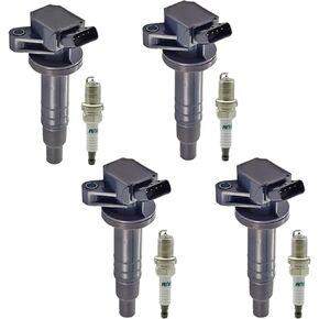 Set of 4 UF247 Ignition Coil & 4503 Iridium Spark Plug Compatible with 2000-2008 Toyota Corolla Chevrolet Prizm Pontiac Vibe Celica MR2 Matrix C1249 9091902239 5C1074 1.8 L4