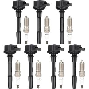 ECCPP UF835 7 ignition coils wilth 7 iridium Spark Plugs with Ford F-150 2018-2021, Mustang 2018-2020 V8 5.0L for Cyl 1-2 4-8 UF835