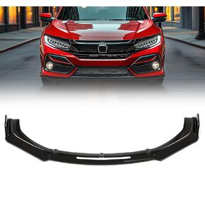 حافة ممتصة للصدمات الأمامية من Kojem متوافقة مع 2016-2021 Honda Civic V Style Spoiler Splitter أسود لامع 3 قطع in Kuwait